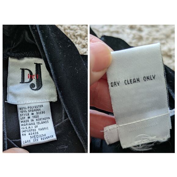 VTG DJ int´l Mock Neck Dress Womens M Black Velvet Burnout Long Sleeve Preppy - Picture 3 of 8